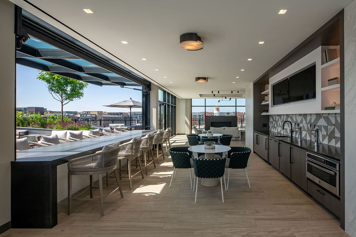 Modern interior with large windows